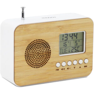 Radio Reloj Despertador Digital Mooov 477320 bambú con Pantalla de Temperatura