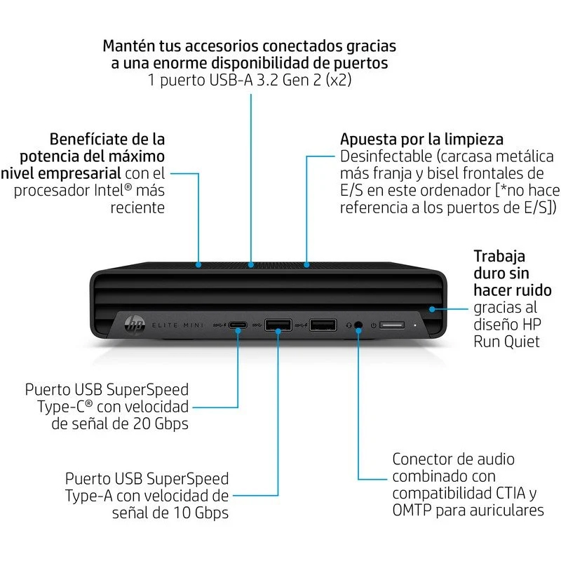 Mini PC Sobremesa HP Elite Mini 800 G9 i5-14500 16GB 512GB SSD W11 Pro Wifi - Imagen 3