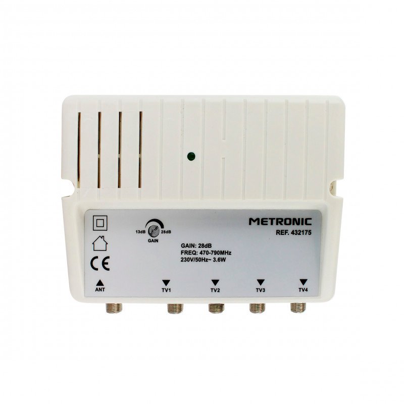 Amplificador Metronic 432175 repartidor blindado+ajuste de ganancia Usado - Imagen 2
