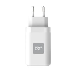 Cargador de pared Movil&Co USB-A 3A + 2 USB-C 65W + Cable Tipo C a C 3A 1,2m