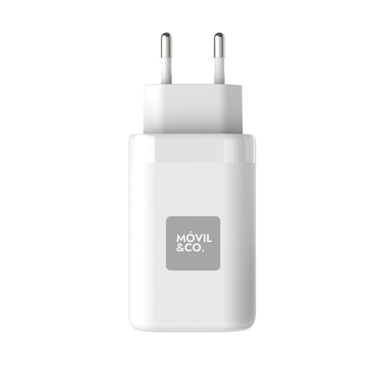 Cargador de pared Movil&Co USB-A 3A + 2 USB-C 65W + Cable Tipo C a C 3A 1,2m