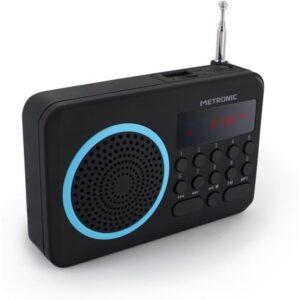Radio portátil Metronic FM compacto con puerto USB + lector tarjeta Micro SD