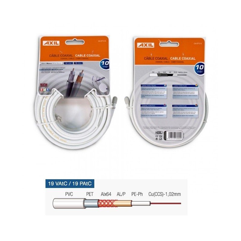 Cable Coaxial Engel Blanco 10m AXIL CA0712E - Imagen 2