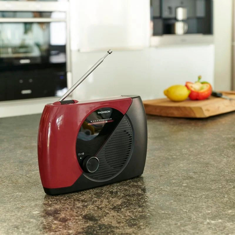 Radio Portátil Analógica FM Thomson RT353 Negra/Roja (NUEVA) - Imagen 3