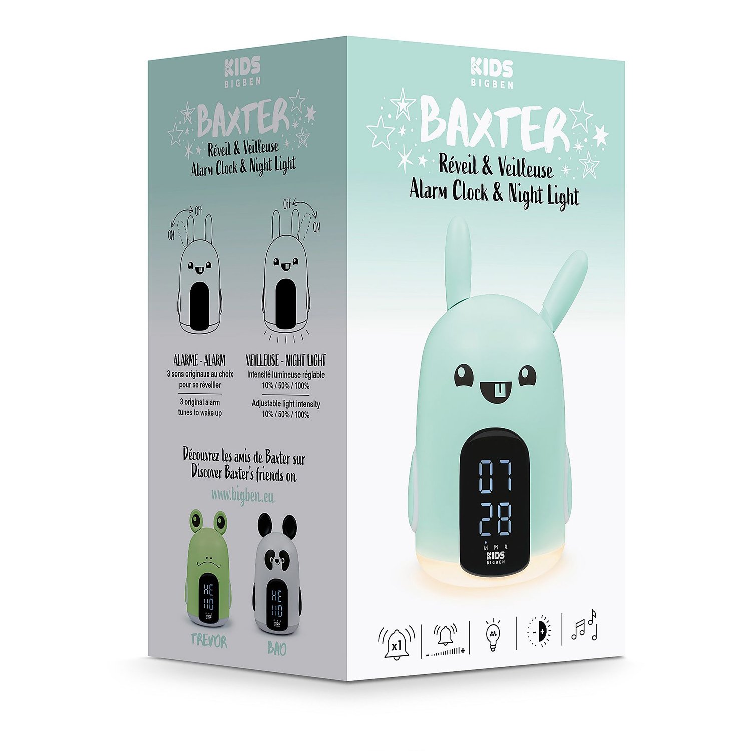 Reloj despertador infantil y luz nocturna Bigben RKIDSRABBIT Azul Usado - Imagen 4