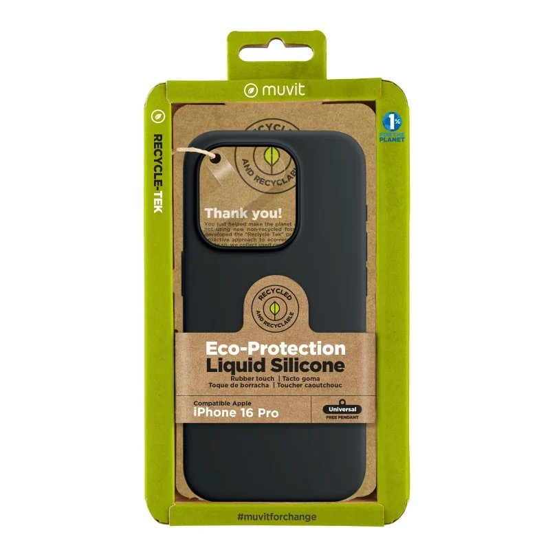 Funda Muvit for Change recycletek Liquid Silicone para Apple Iphone 16 Pro Negra - Imagen 4