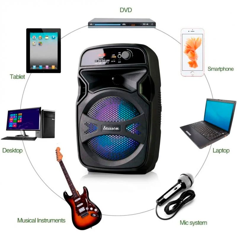Altavoz Portátil Lauson LLX34 Bluetooth con Karaoke 20W Negro - Imagen 3