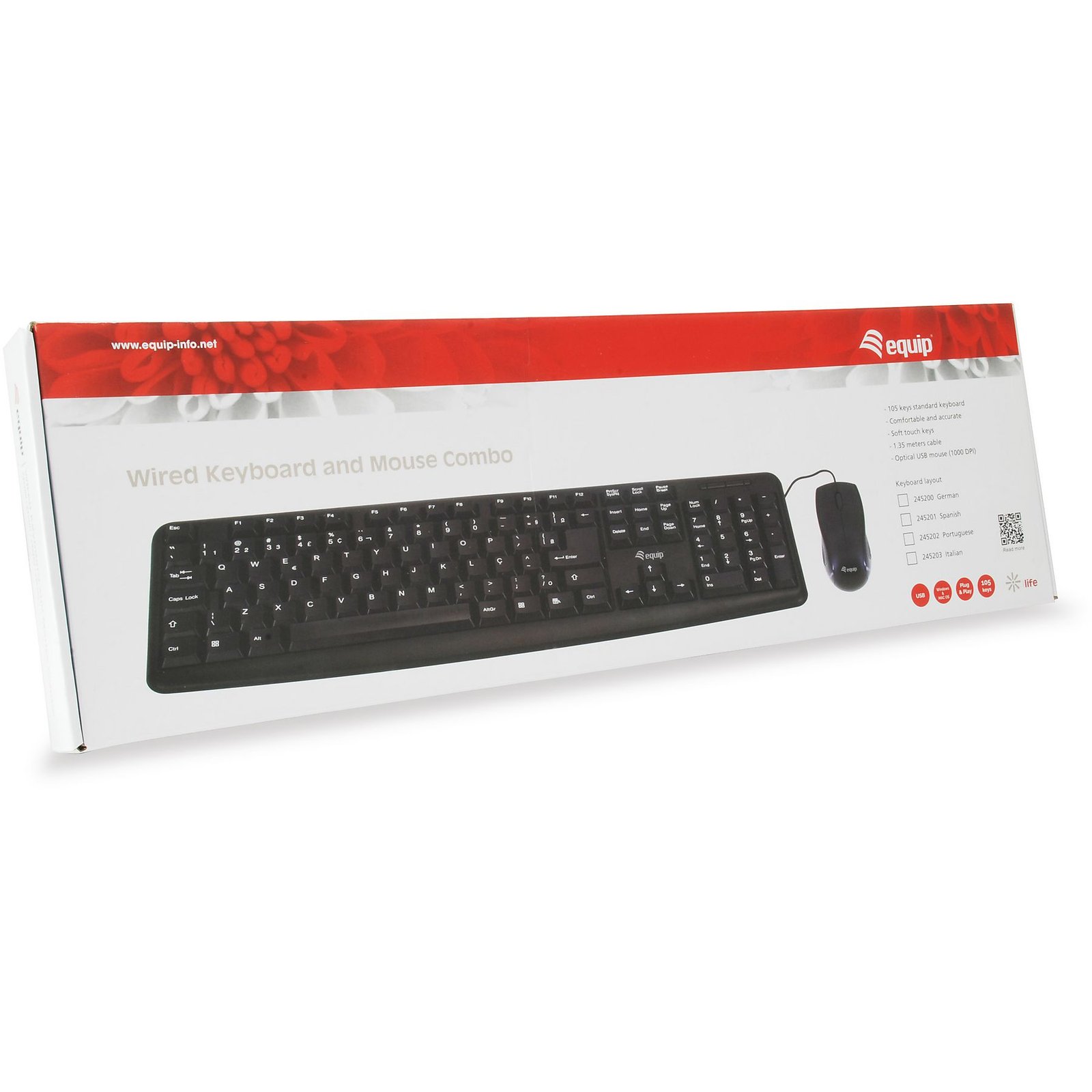 Combo de teclado y ratón con cable Equip 245203 **Teclado en italiano** - Imagen 3