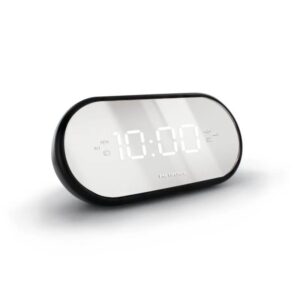 Reloj despertador digital Metronic 477037 Negro Espejo Doble Alarma FM LED