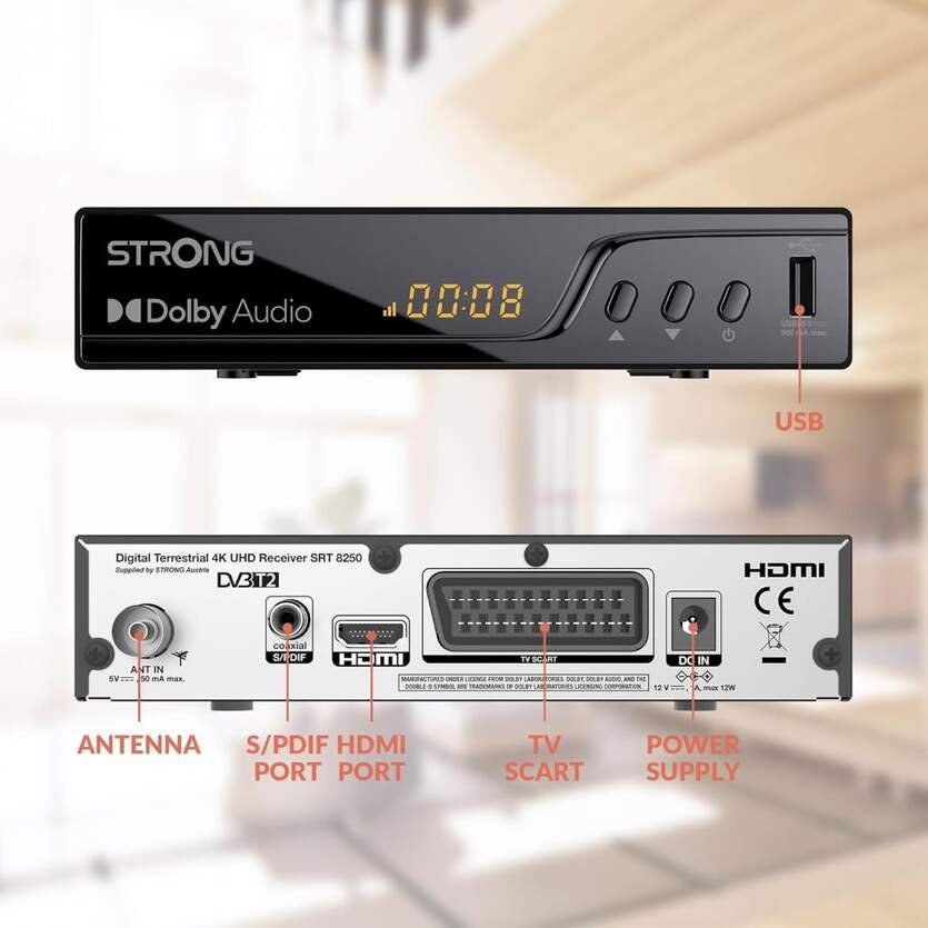 Receptor Digital Terrestre TDT Strong 4K UHD DVB T2 USB Analógico y digital - Imagen 2
