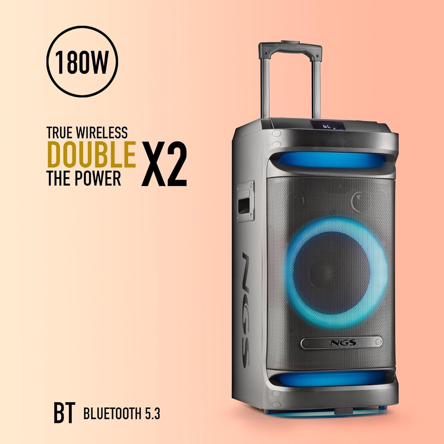 Altavoz NGS Wild Space 1 portátil compatible Bluetooth Subwoofer + Doble Tweeter - Imagen 7