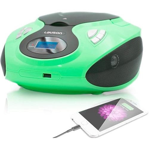 Reproductor CD Lauson MX14 Radio FM Reproductor de CD Portátil con USB Verde - Imagen 2