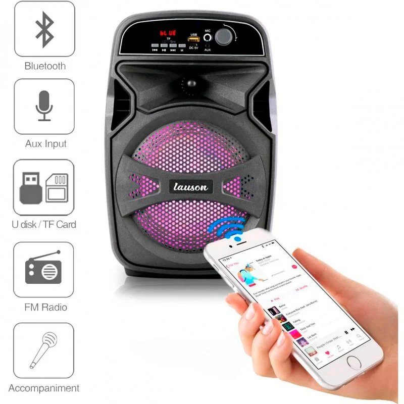 Altavoz Portátil Lauson LLX34 Bluetooth con Karaoke 20W Negro - Imagen 4
