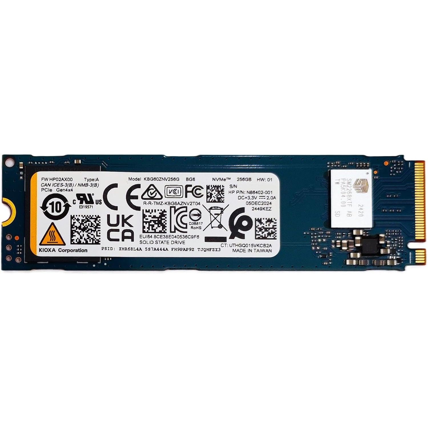 Unidad de estado sólido KIOXIA BG6 256GB NVMe PCIe Gen4x4 M.2 2280 KBG60ZNV256G