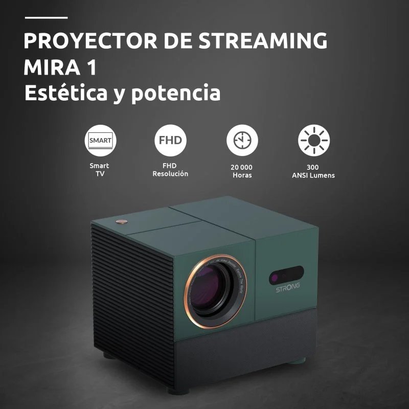 Proyector Strong 1080p 300 Lúmenes LCD Android TV Autoenfoque Full HD Compacto - Imagen 4