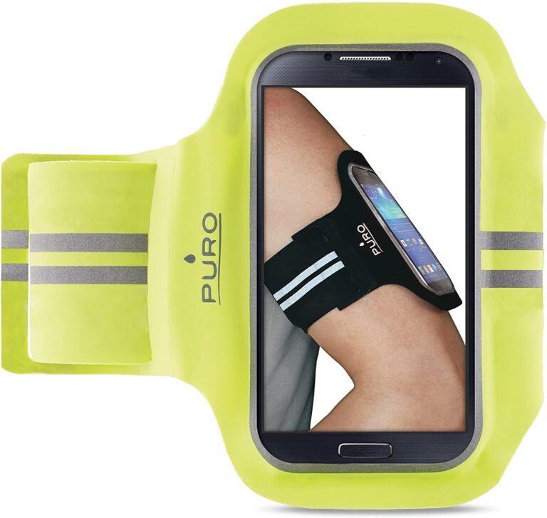 Brazalete Universal Puro Sport para móvil de hasta 5'' color lima.