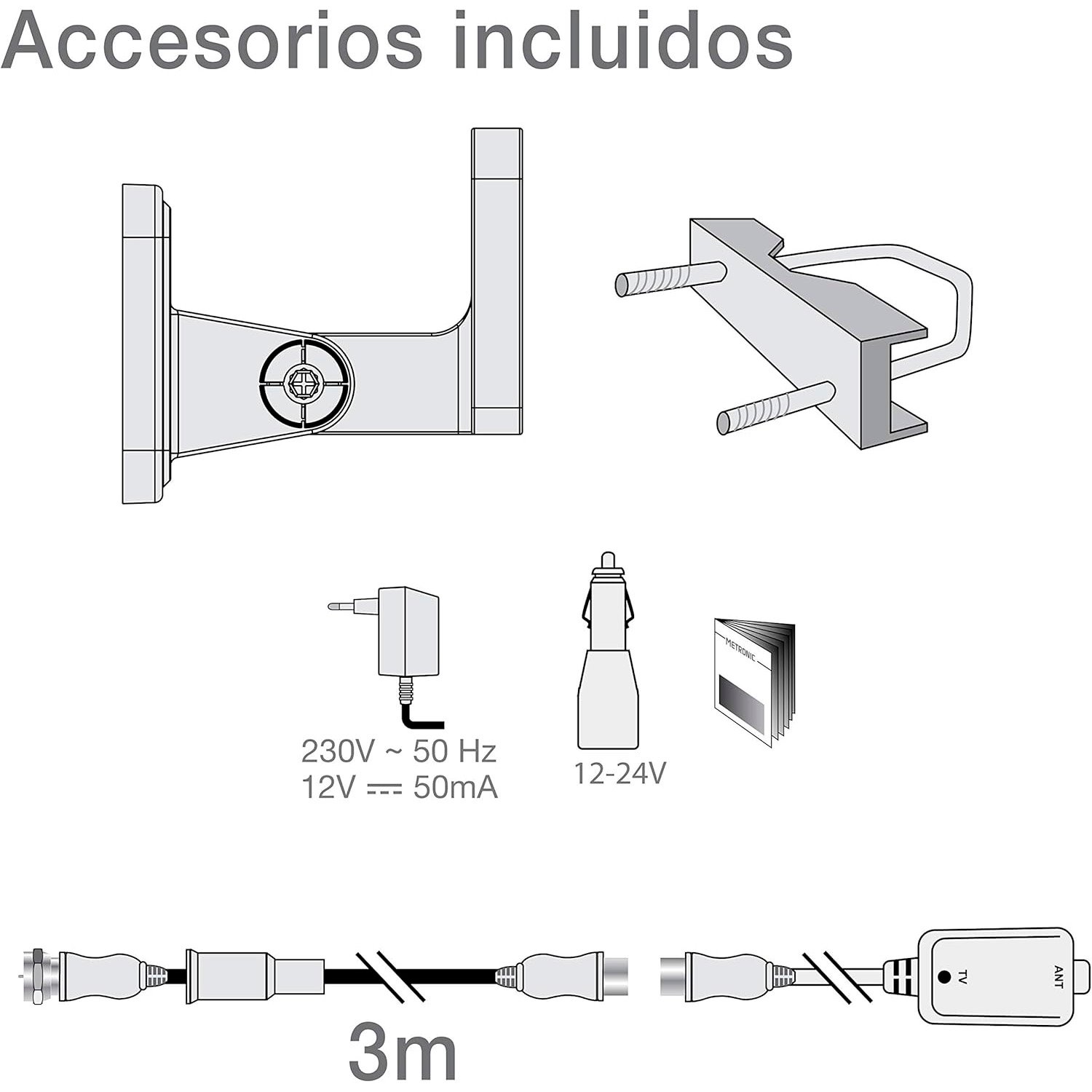Antena exterior para caravana Metronic 427017 omnidireccional con toma F Usada - Imagen 2