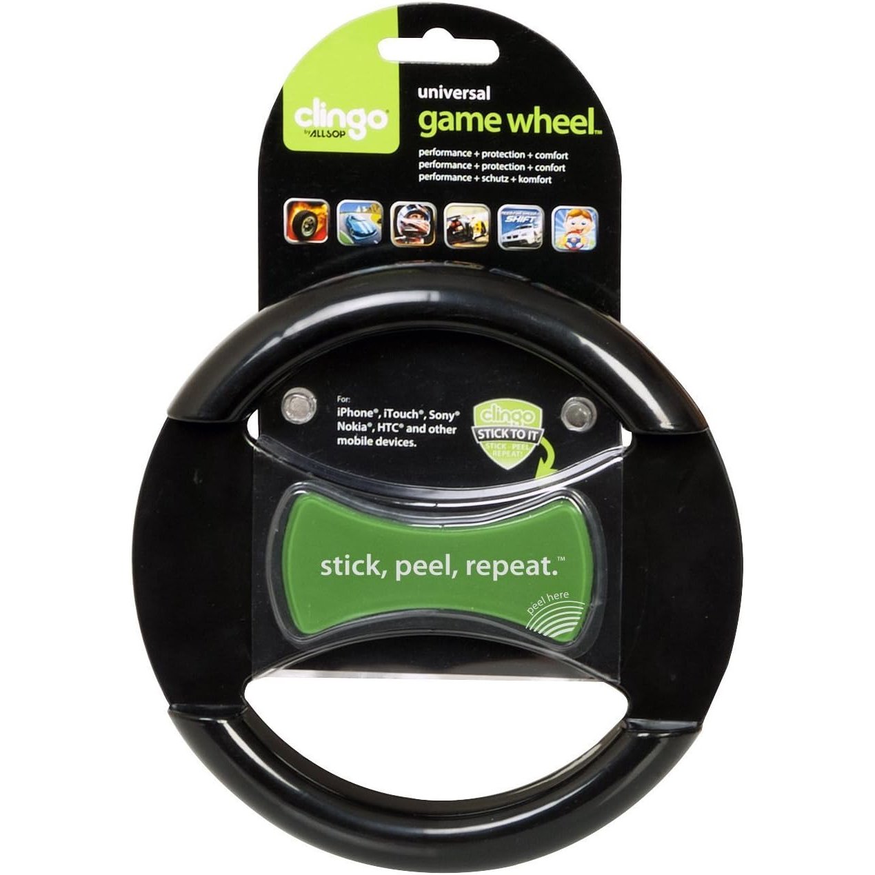 Volante Universal Clingo 07001 para Juegos de Teléfonos Móviles Negro