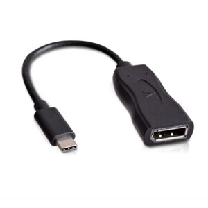 Adaptador V7 USB negro de vídeo con conector USB-C macho a DisplayPort hembra