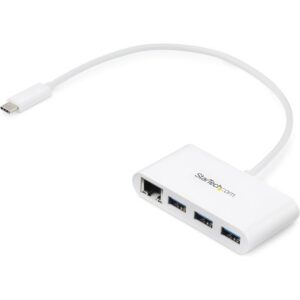 Concentrador StarTech USB 3.0 (5Gbps) de 3 Puertos con USB-C y Ethernet Gigabit