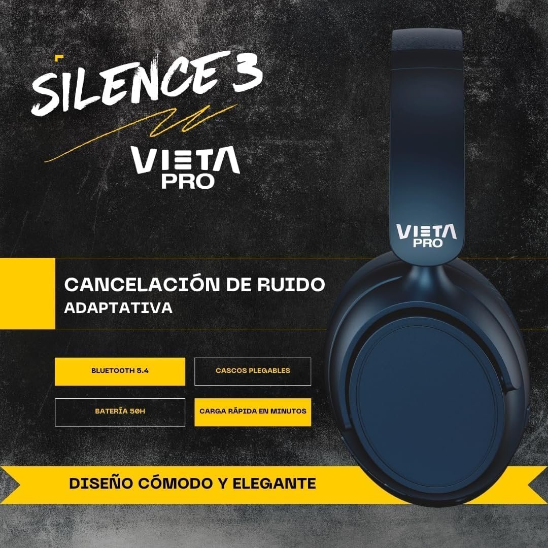 Auriculares inalámbricos Vieta Pro Silence 3 Noise Cancelling Azul Usado - Imagen 4
