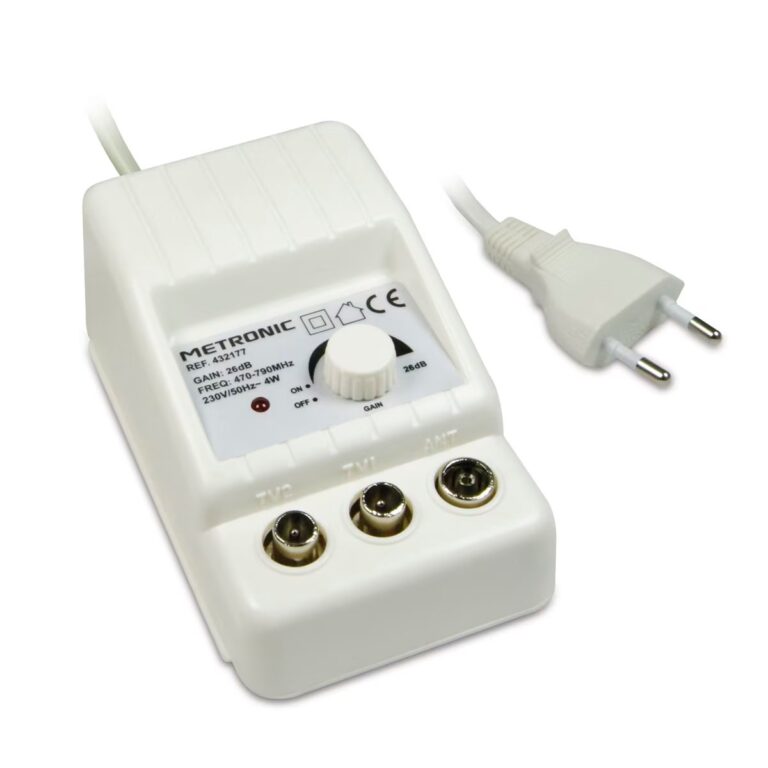Amplificador de interior Metronic UHF con ajuste de ganancia - Blanco