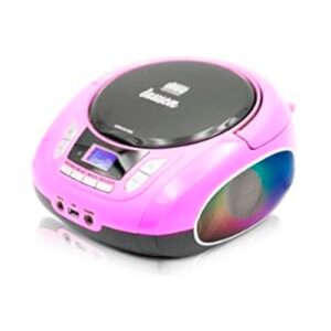 Reproductor CD Lauson NXT765 Luces LED Multicolor y Radio FM Rosa (NUEVO)