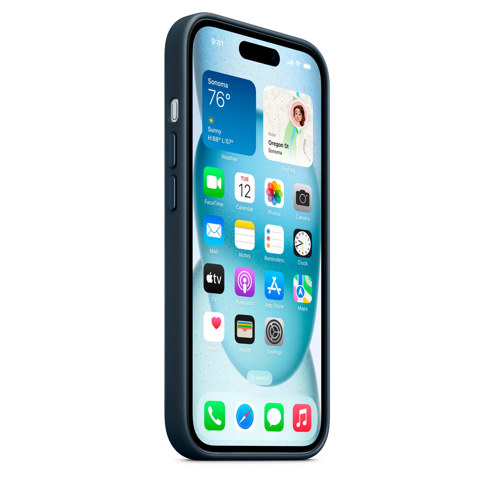 Funda original Apple de trenzado fino con MagSafe para Apple iPhone 15 azul - Imagen 2