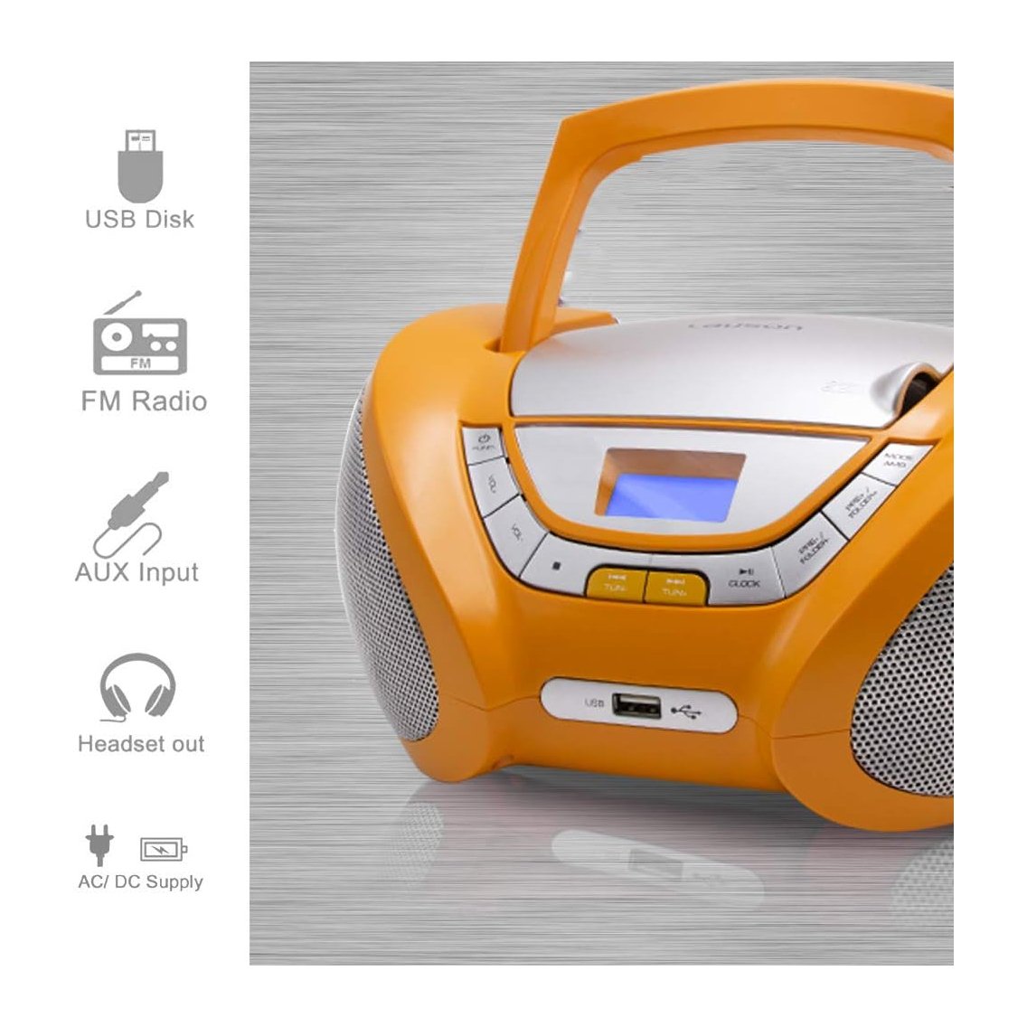 Reproductor Lauson CP447 Radio CD/MP3 3W naranja Usado - Imagen 4