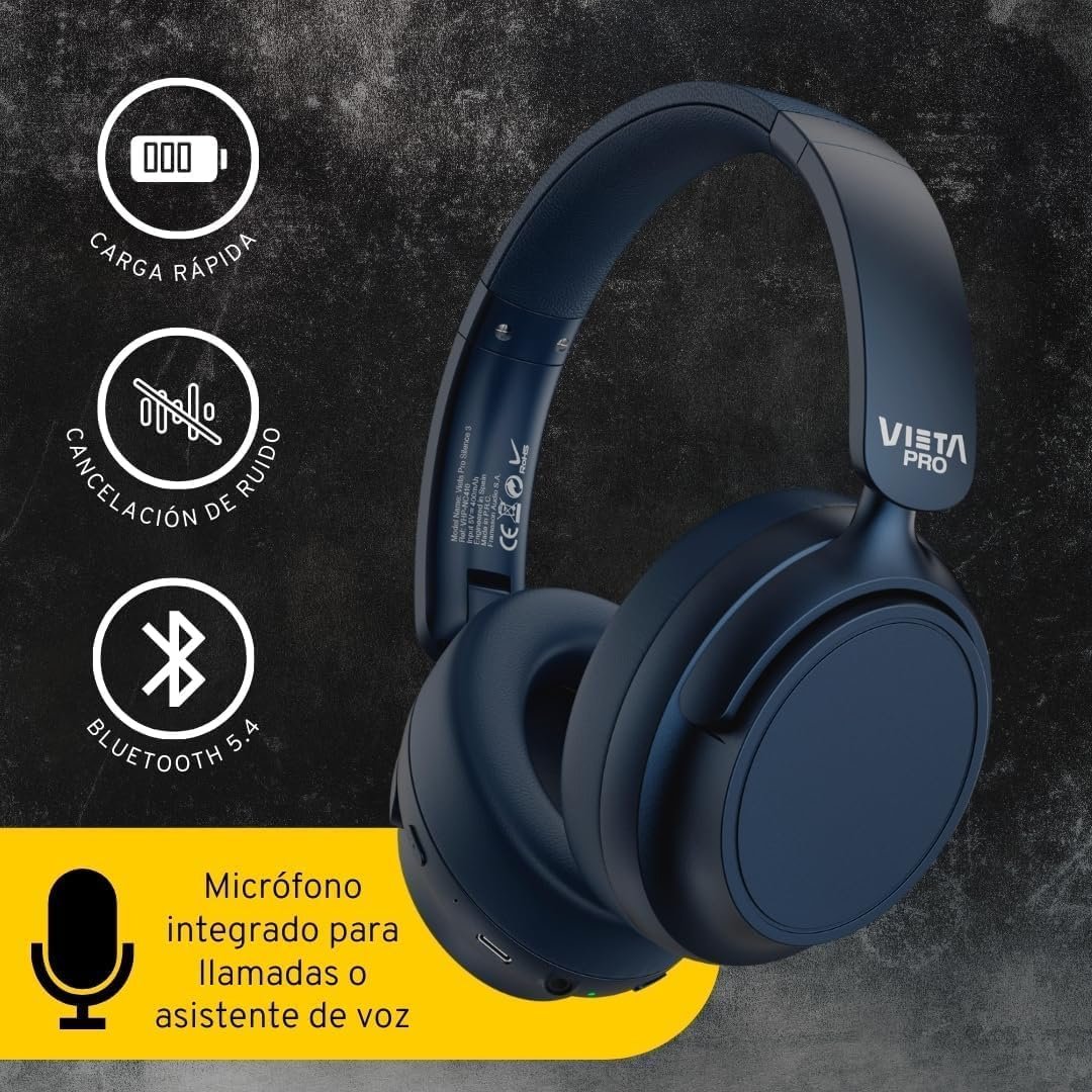 Auriculares inalámbricos Vieta Pro Silence 3 Noise Cancelling Azul Usado - Imagen 3