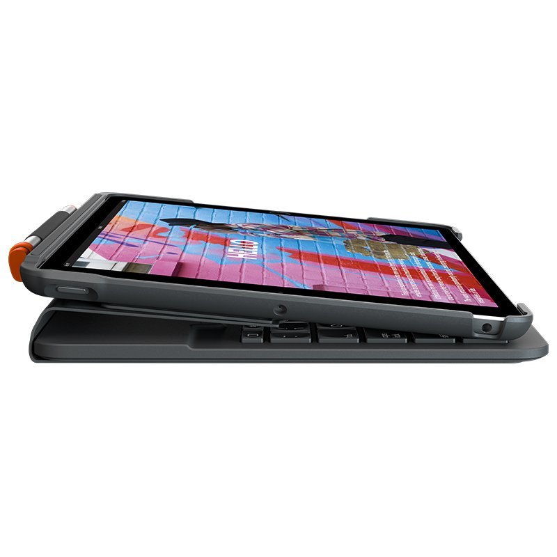Funda con Teclado Logitech Slim Folio Bluetooth Gris para iPad 7/8 Gen. Usada - Imagen 3