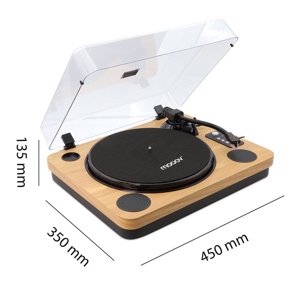 Tocadiscos Mooov Bluetooth de vinilo efecto madera de 33/45/78 RPM Usado*Sin emb - Imagen 2