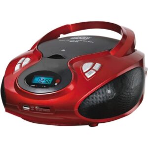 Reproductor CD Lauson CP429 Boombox FM/AM USB Lector de tarjetas SD rojo Usado