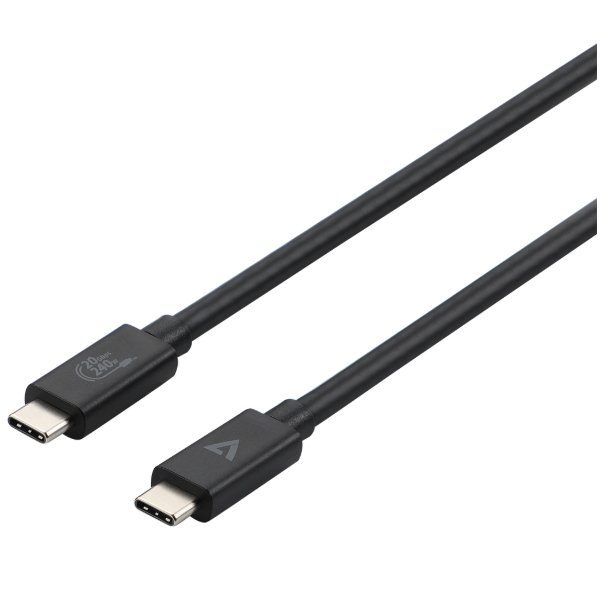 Cable V7 USB-C negro con conector USB-C macho a USB-C macho 2m