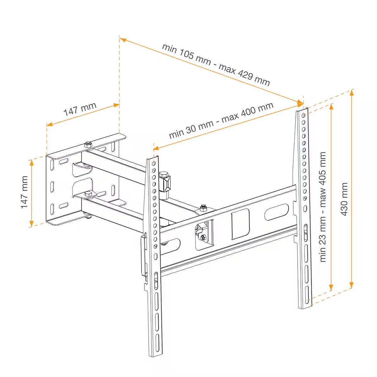 Soporte de pared Kaorka articulado inclinable giratorio para TV 42"-55" Usado - Imagen 4