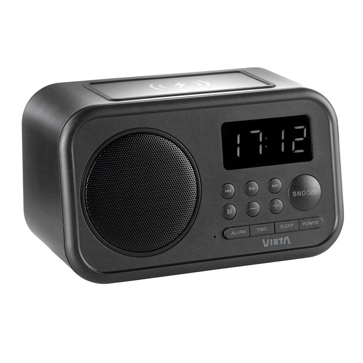 Radio despertador Vieta Pro Wake VH-AQ100BK FM Bluetooth Carga inductiva USB