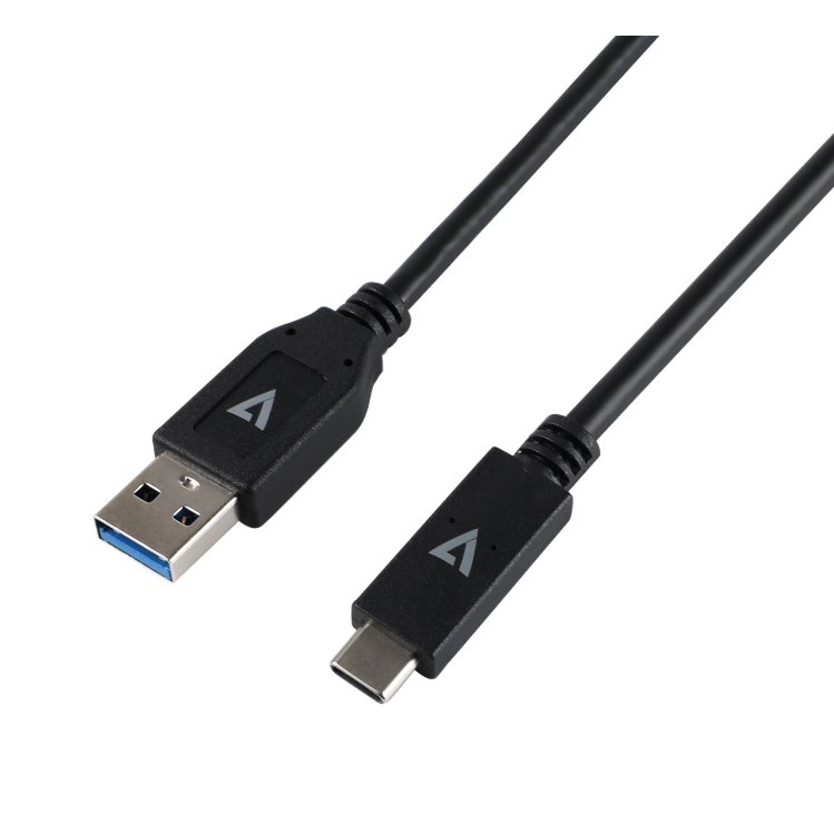 Cable V7 USB negro con conector USB 3.1 A macho a USB-C macho 1m