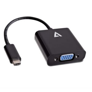 Adaptador V7 USB negro de vídeo con conector USB-C macho a VGA hembra