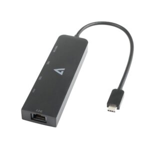 Adaptador Ethernet Metronic V7UCRJ25GHUB-BLK USB-C macho a USB A hembra x 2