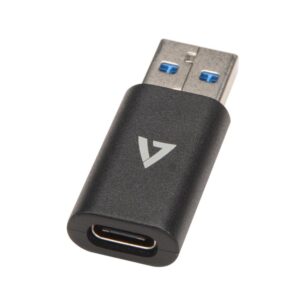 Adaptador V7 USB con conector USB A 3.2 Gen1 macho a USB-C hembra negro