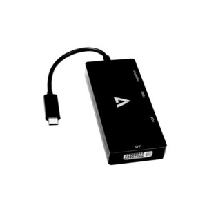 Adaptador de vídeo V7 USB-C macho a DisplayPort H/HDMI H/VGA H/DVI H negro