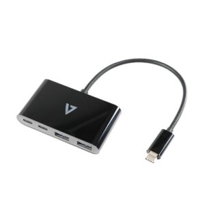 Adaptador V7 USB-C macho a 2 x USB A hembra, 2 x USB-C concentrador hembra USB