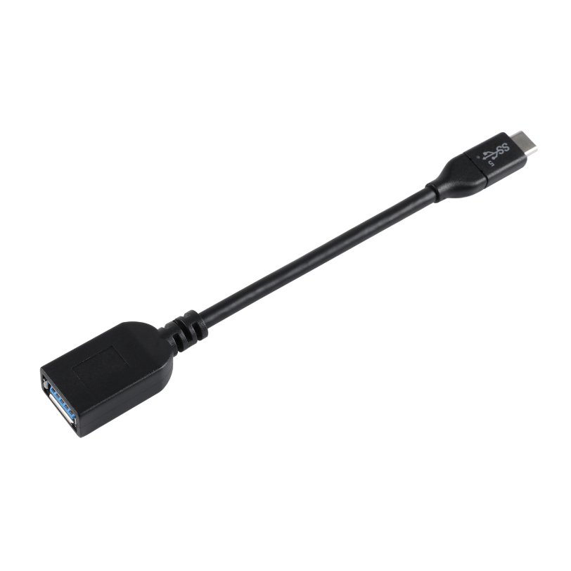 Cable V7 USB negro con conector USB A 3.2 Gen1 hembra a USB-C macho