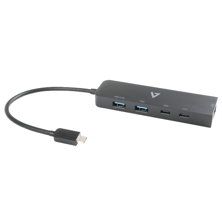 Adaptador Ethernet Metronic V7UCRJ25GHUB-BLK USB-C macho a USB A hembra x 2 - Imagen 2