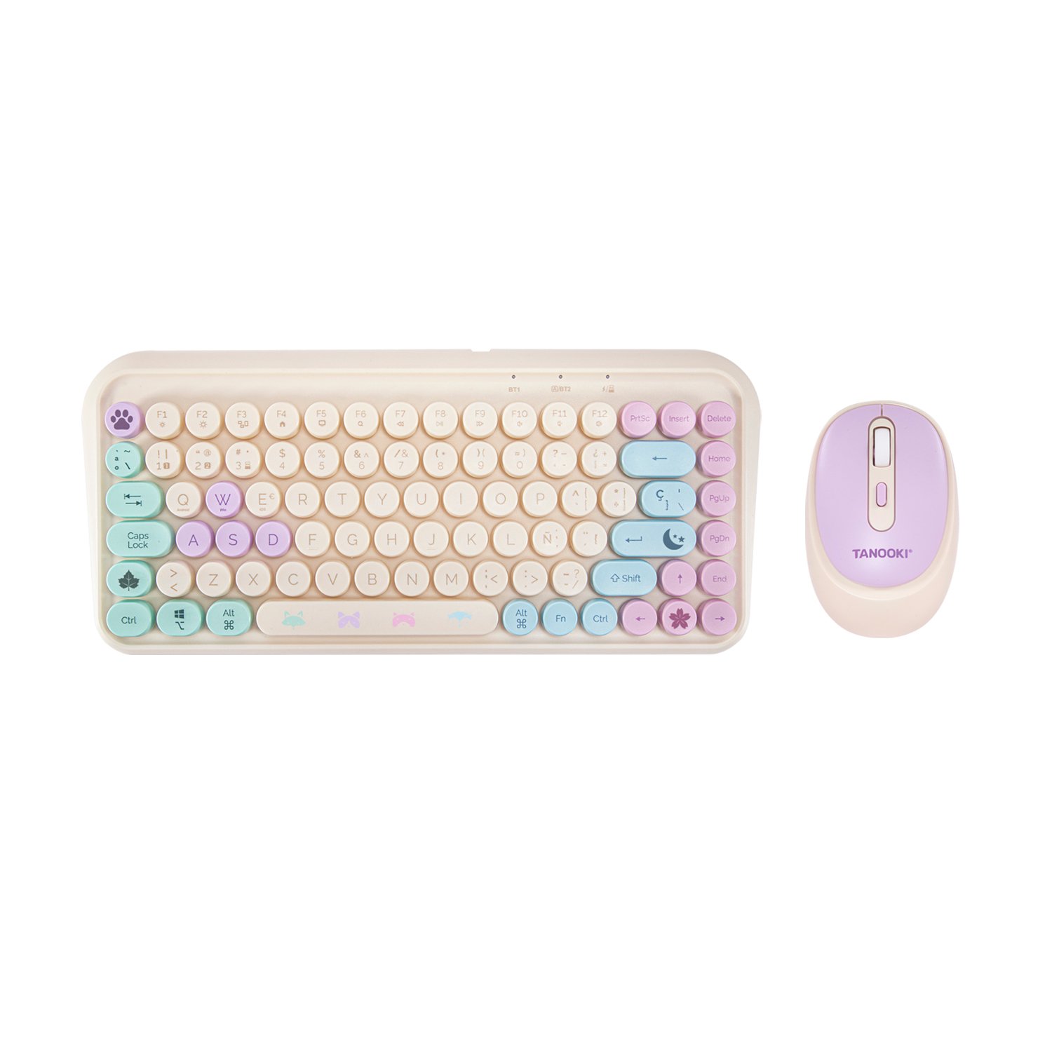 Set de Teclado y Ratón Inalámbrico BLADE TANOOKI Estilo Cute y Minimalista Usado