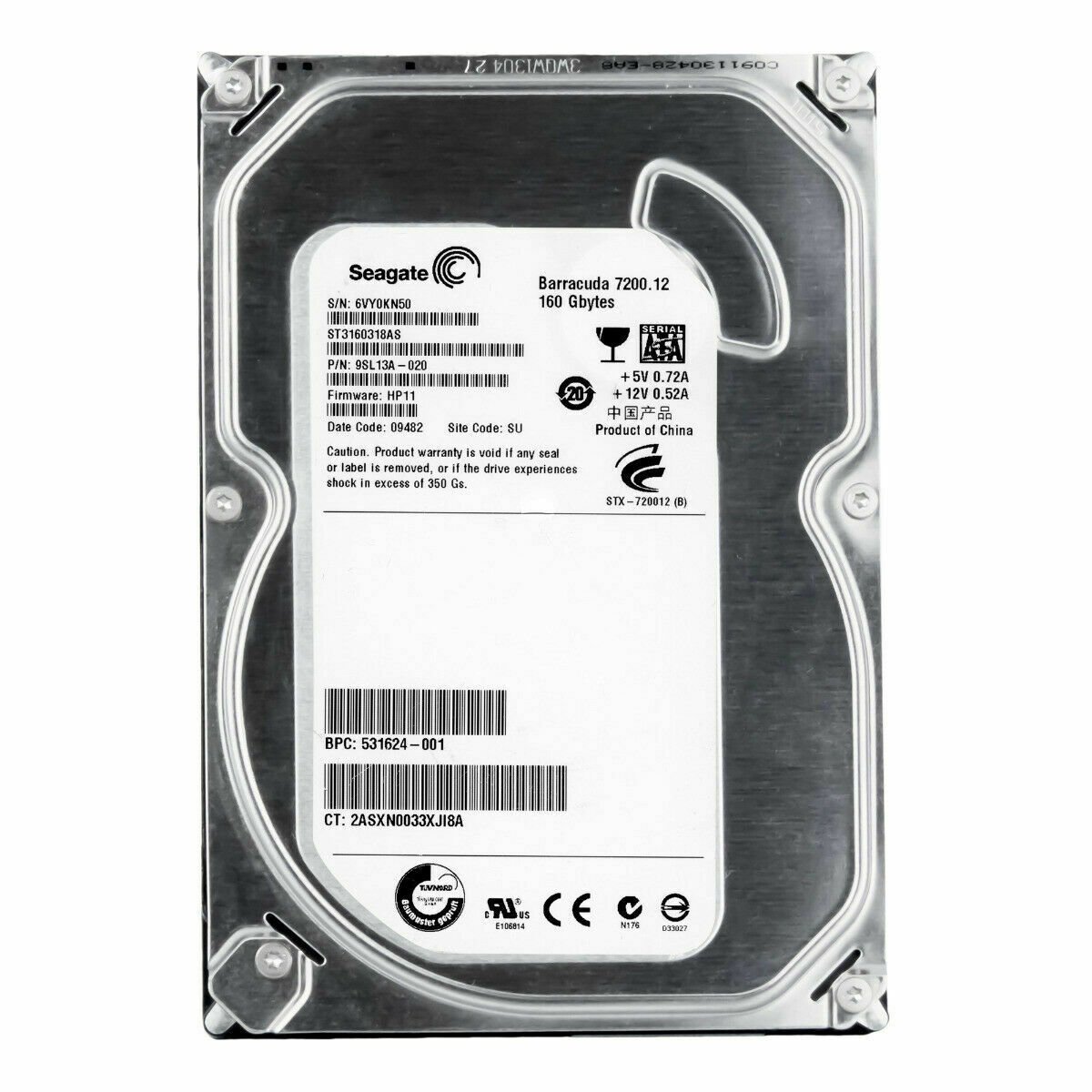 Disco Duro Seagate BarraCuda 160GB 7.2K 8MB SATA II 3.5'' ST3160318AS Usado