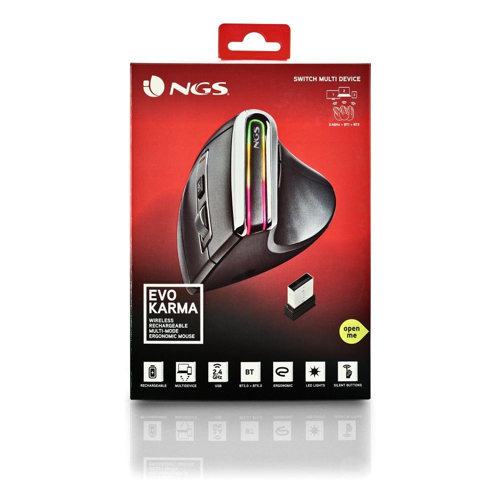 Ratón Inalámbrico NGS EVO KARMA ergonómico vertical con luces LED - Imagen 8